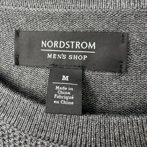 Nordstrom Sweater Mens Medium Gray Silk Blend Knit Preppy Long Sleeve Crewneck - Picture 3 of 7